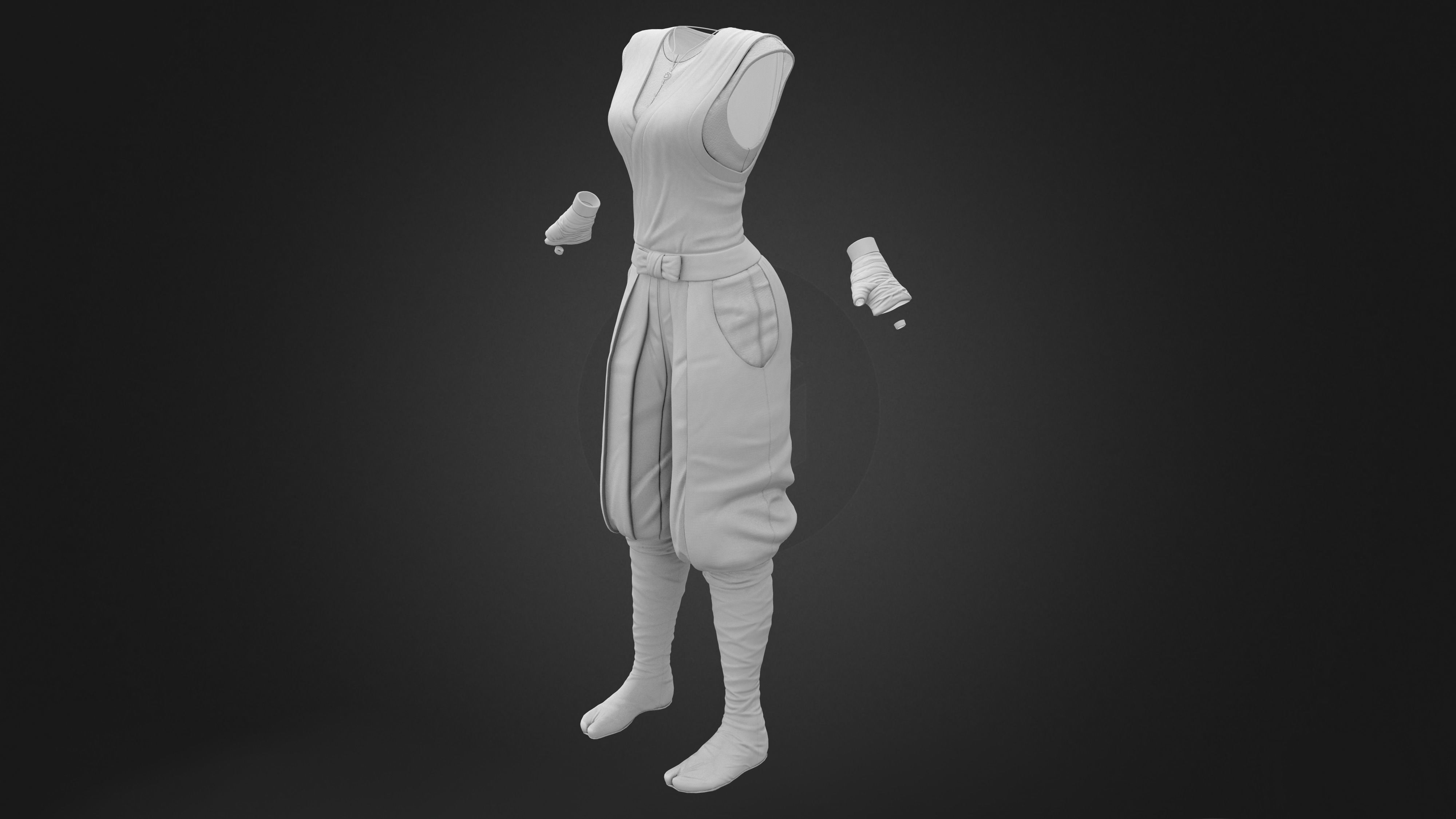 Elf Ninja Full Outfit Low-poly 3D model_12