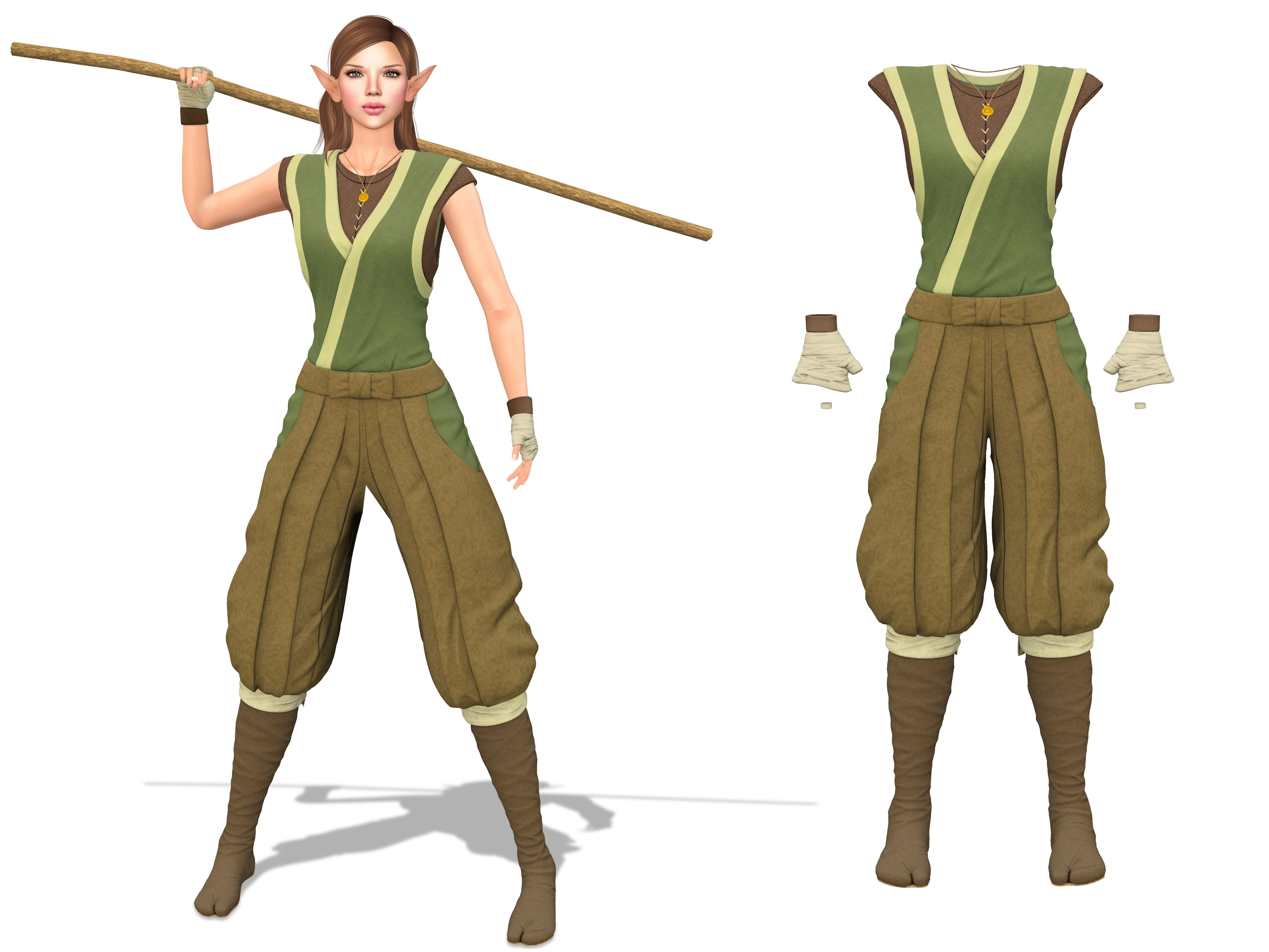 Elf Ninja Full Outfit Low-poly 3D model_2