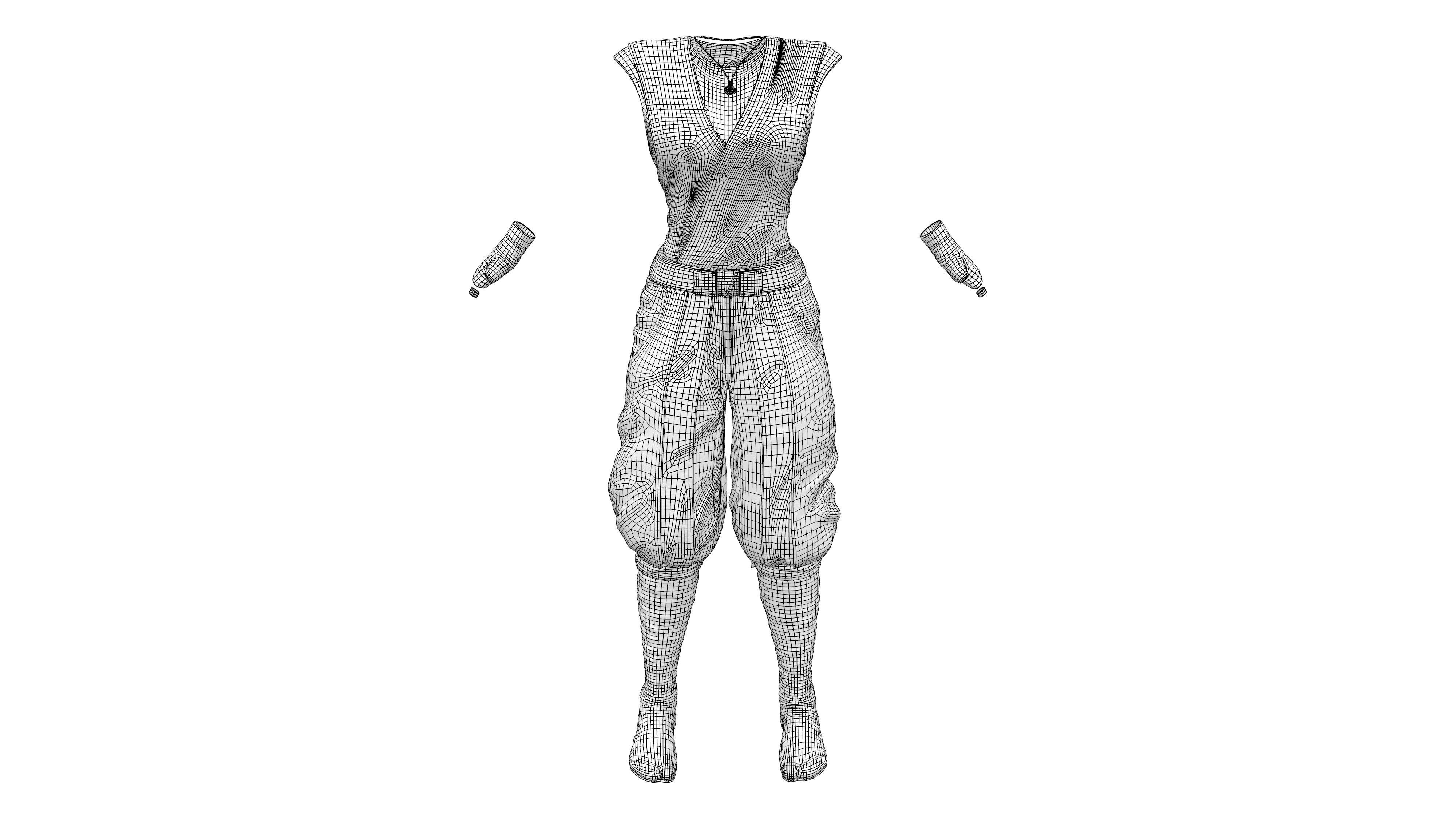 Elf Ninja Full Outfit Low-poly 3D model_10