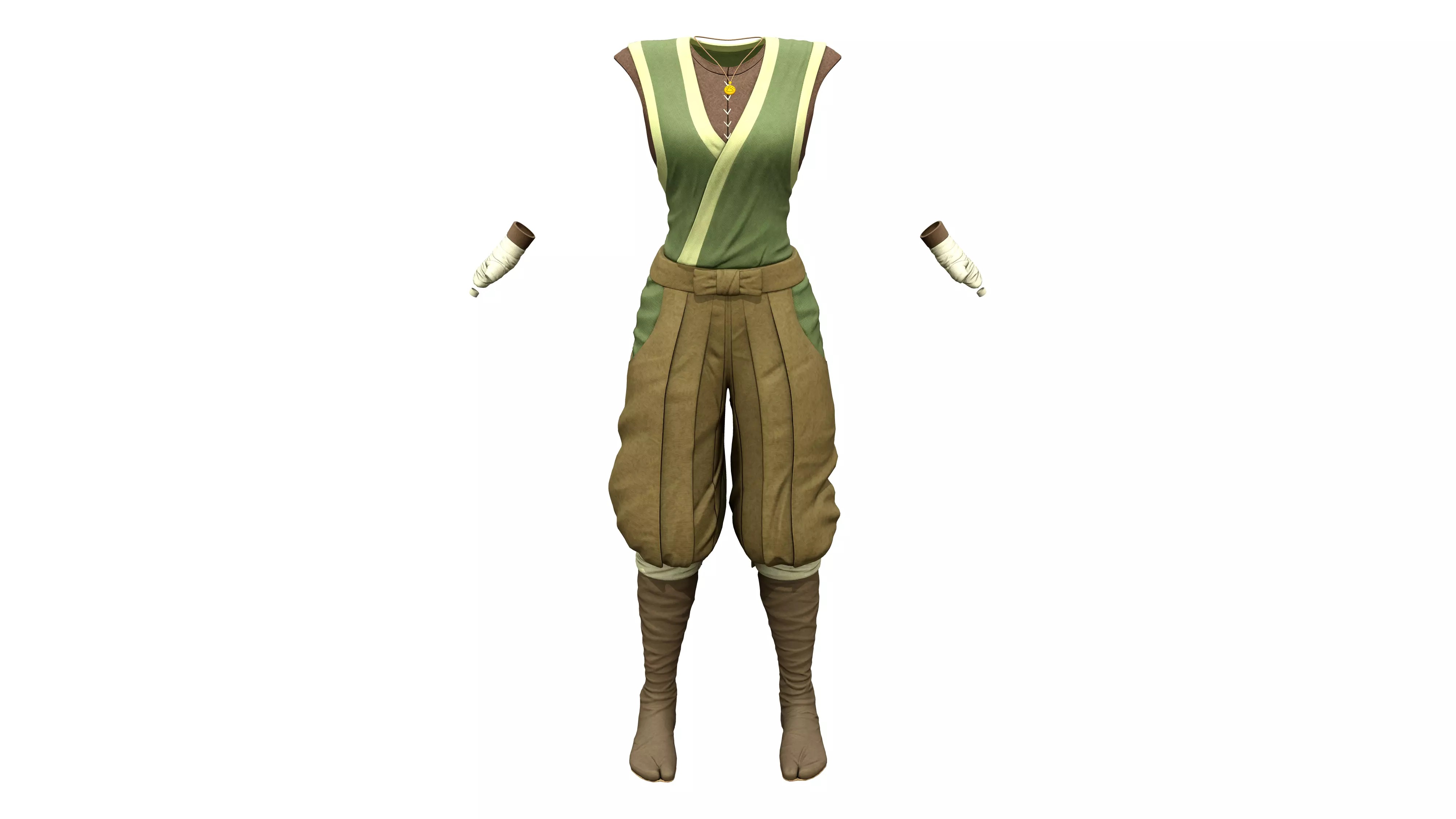 Elf Ninja Full Outfit Low-poly 3D model_0