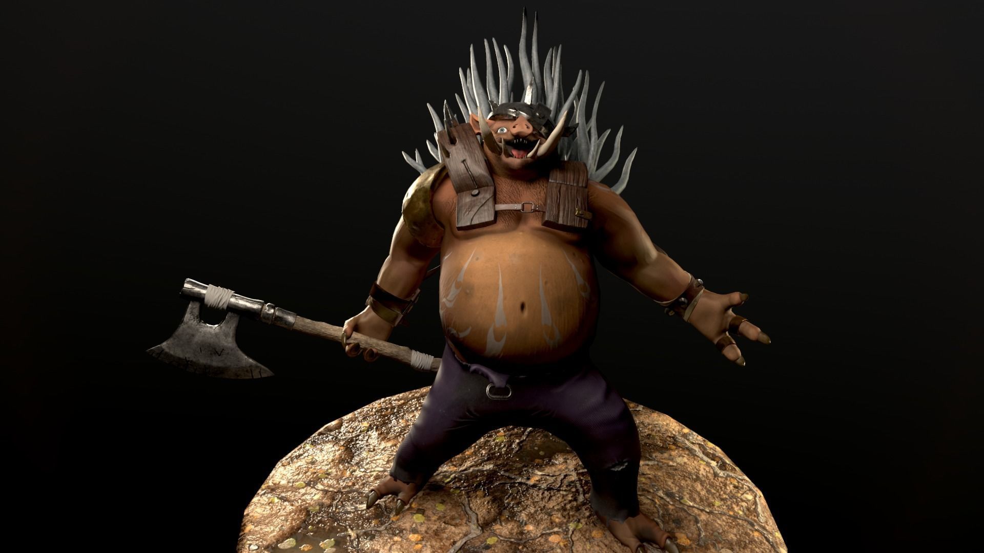 Boar warrior   Low-poly 3D model_10