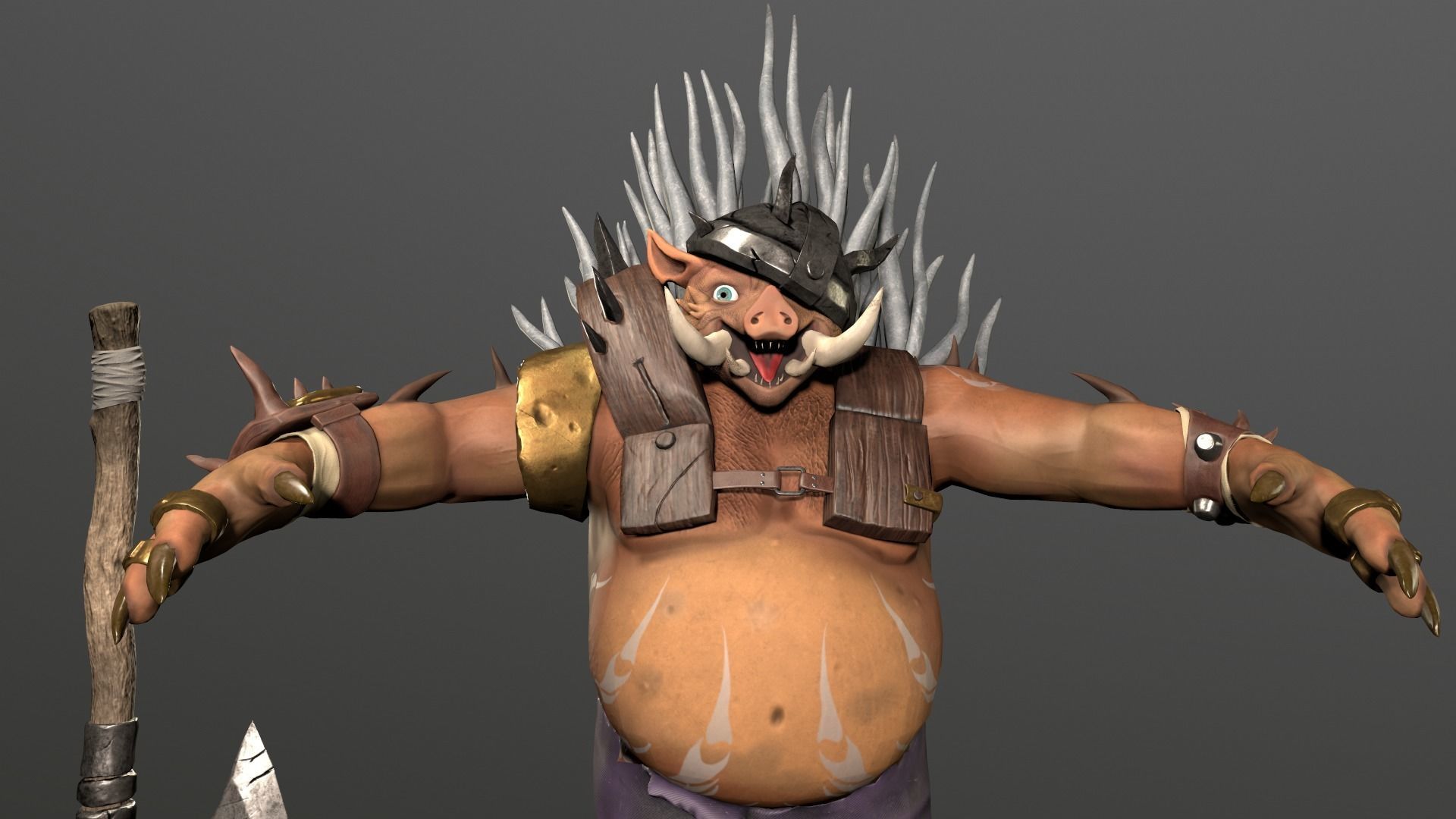 Boar warrior   Low-poly 3D model_4