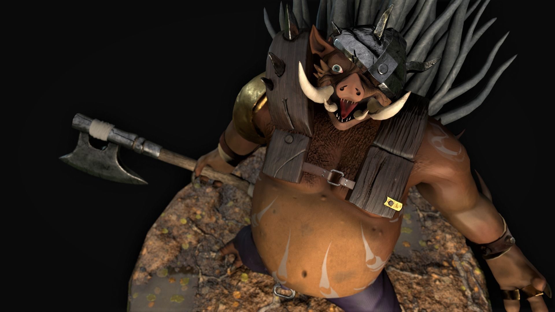 Boar warrior   Low-poly 3D model_2