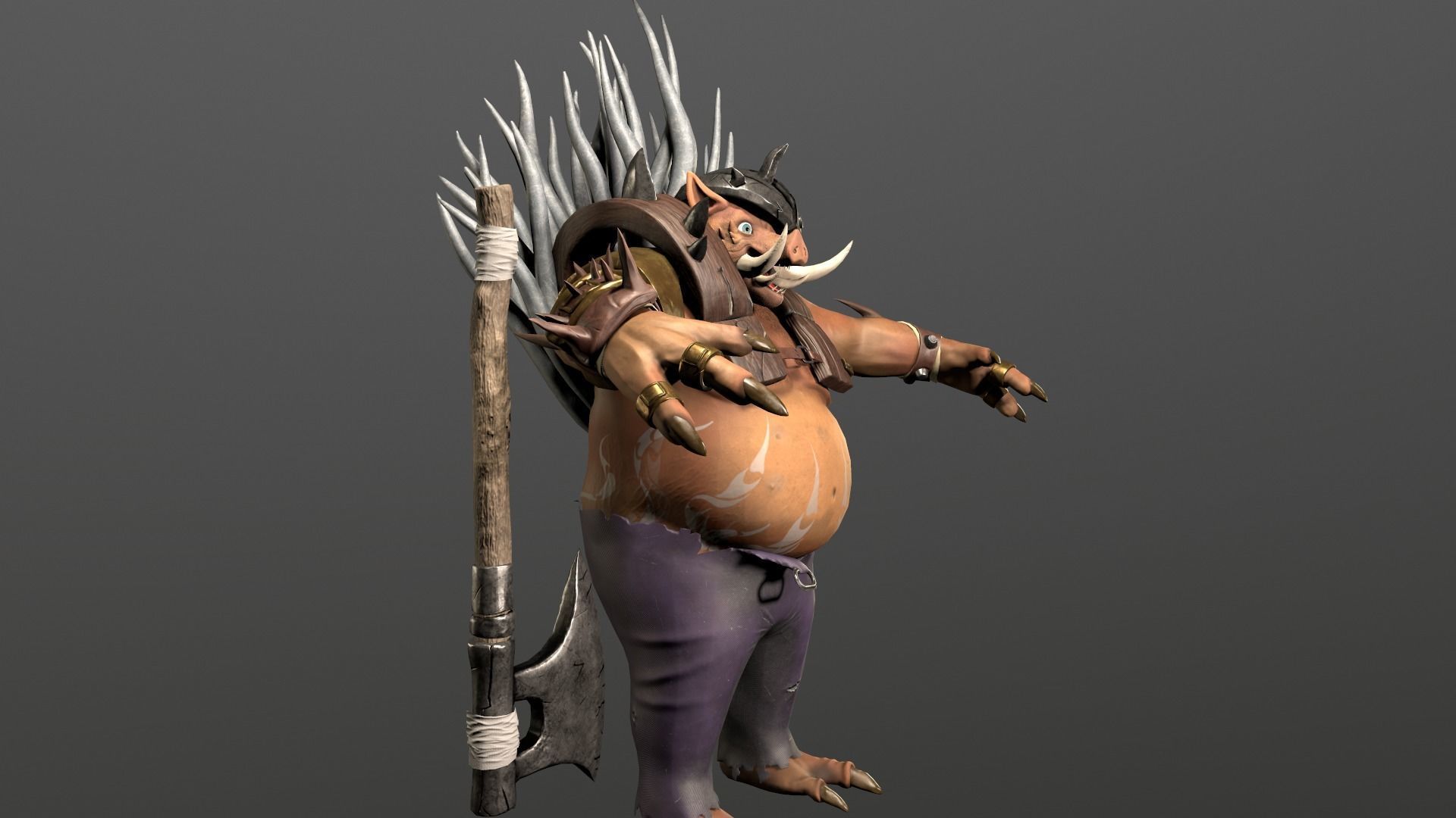 Boar warrior   Low-poly 3D model_8