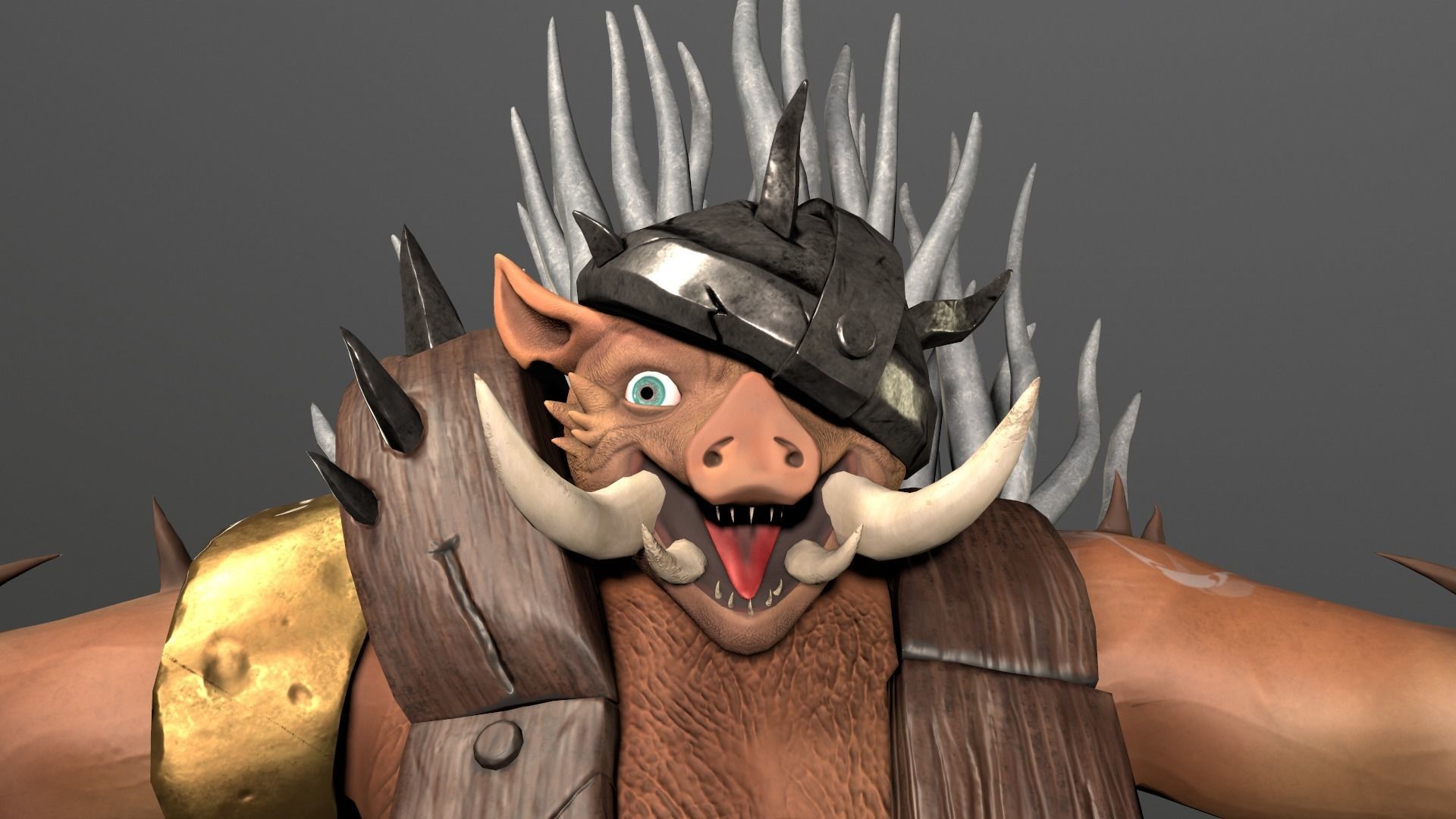 Boar warrior   Low-poly 3D model_3