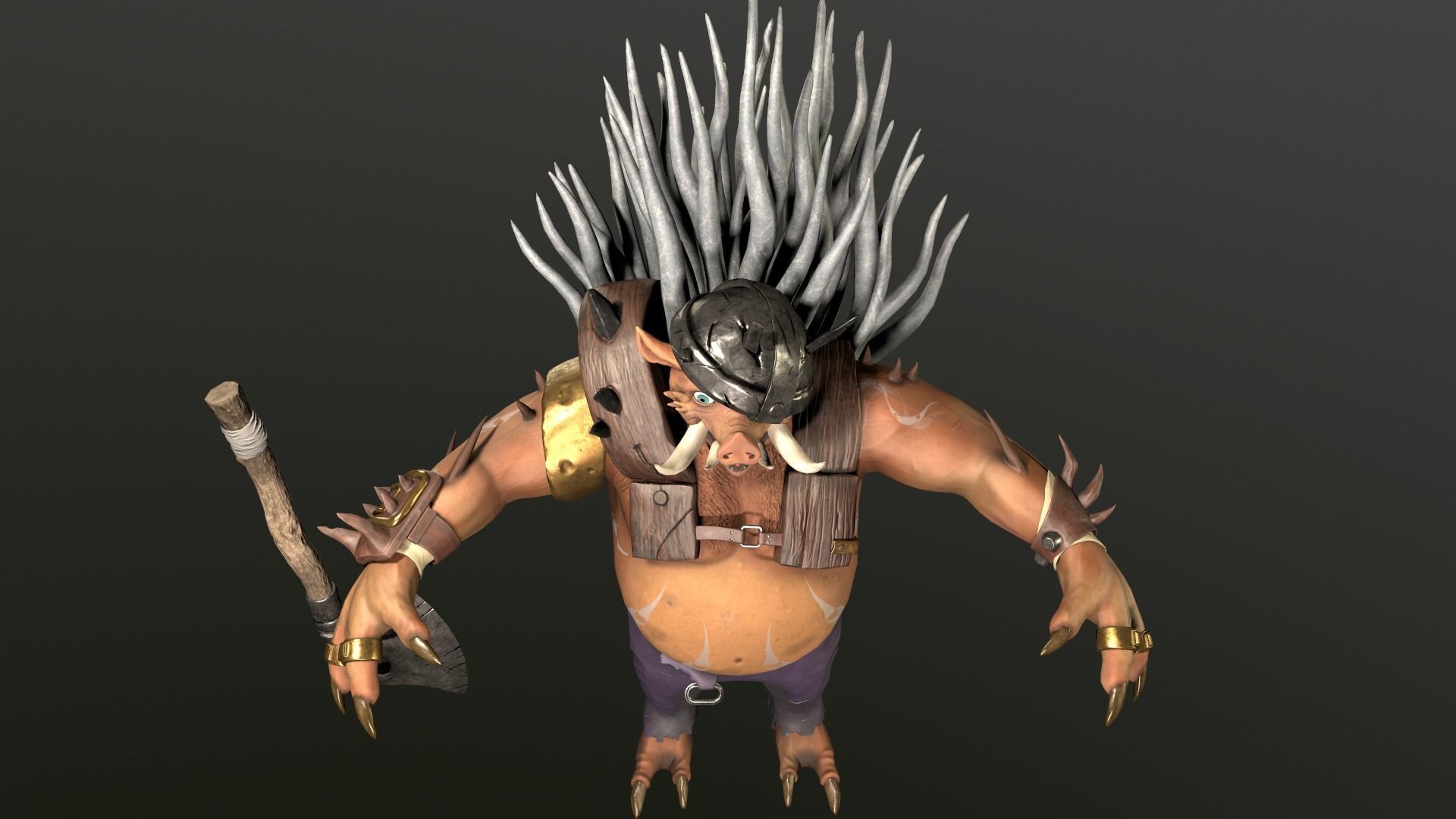 Boar warrior   Low-poly 3D model_9