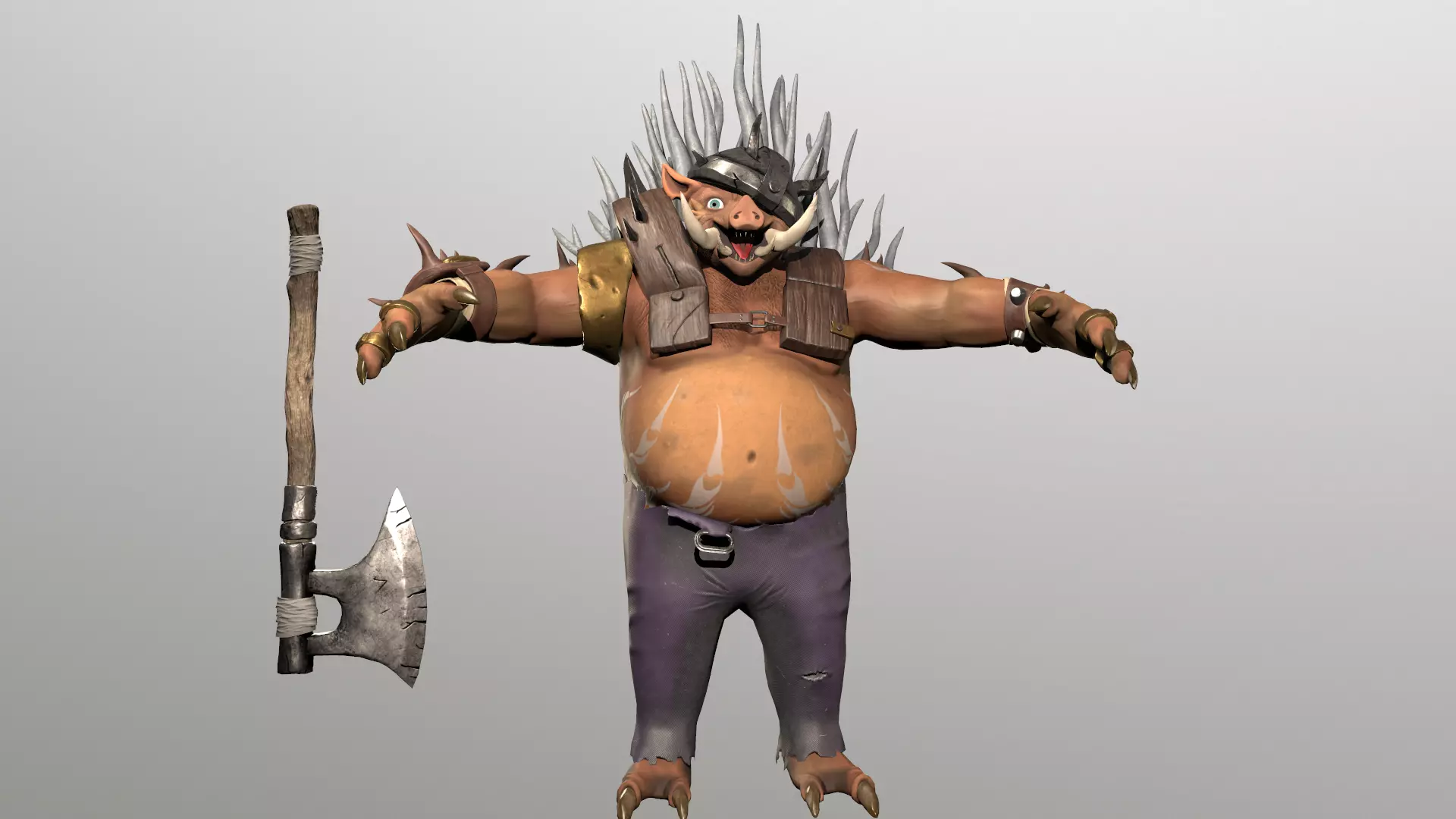 Boar warrior   Low-poly 3D model_0
