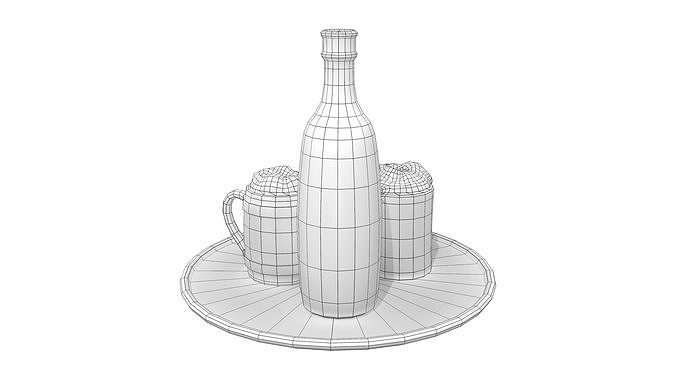 Drinks Tray Low-poly 3D model 7