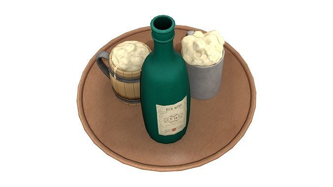 Drinks Tray Low-poly 3D model 5
