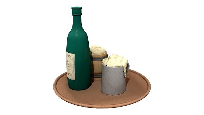 Drinks Tray Low-poly 3D model 2