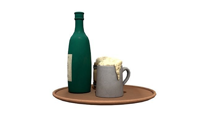 Drinks Tray Low-poly 3D model 3
