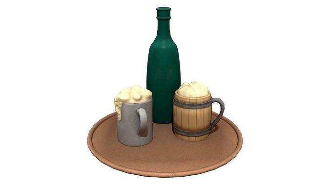 Drinks Tray Low-poly 3D model 4