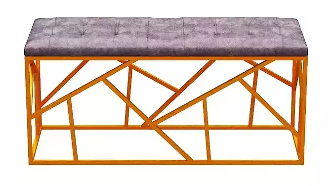 Chair bench with cushion and metal frame Low-poly 3D model
