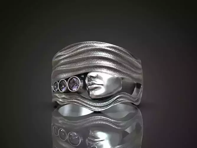 Ring for women face lips gemstones 3D print model