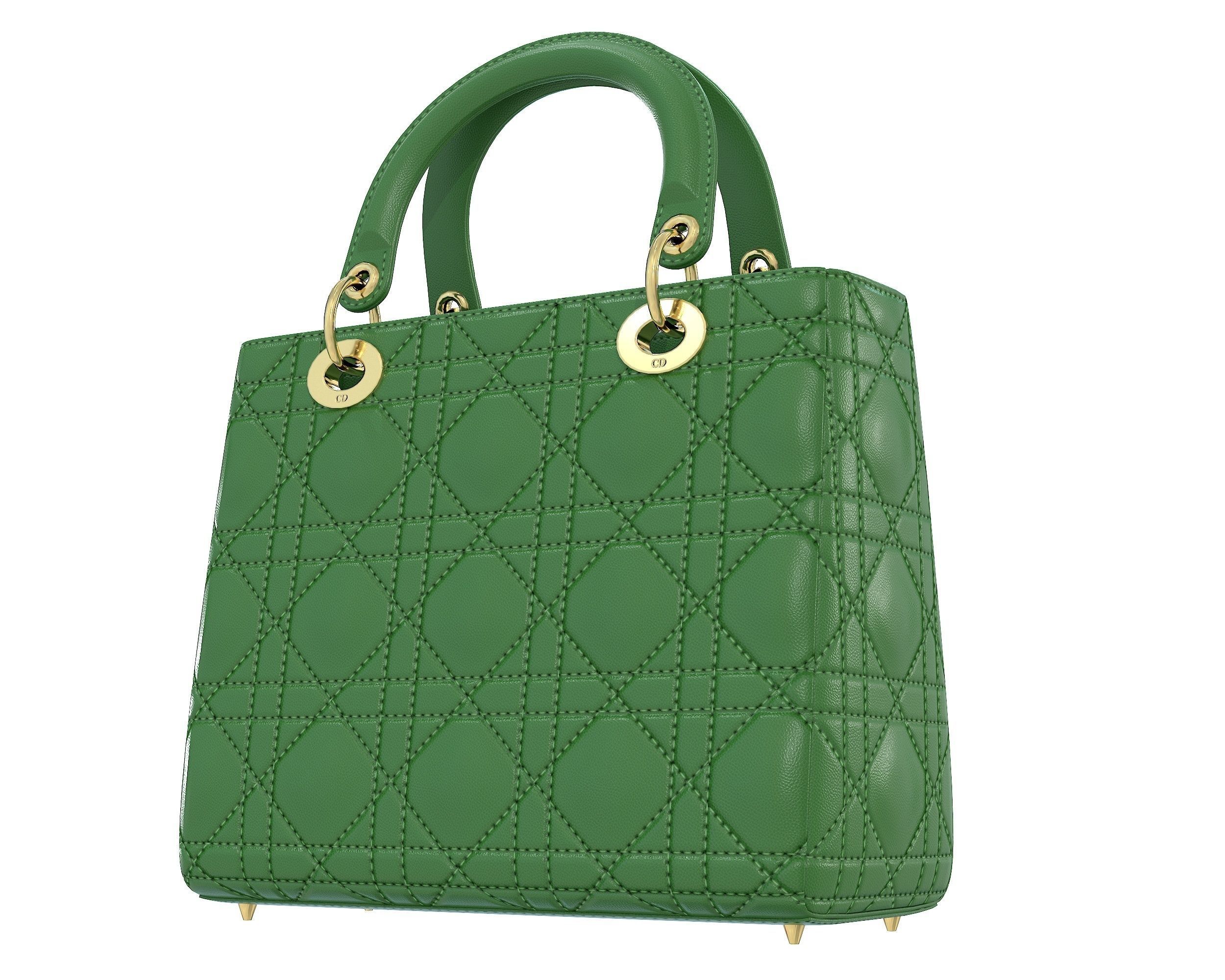 Christian Dior Small Lady Bag Green Leather Low-poly 3D model_4