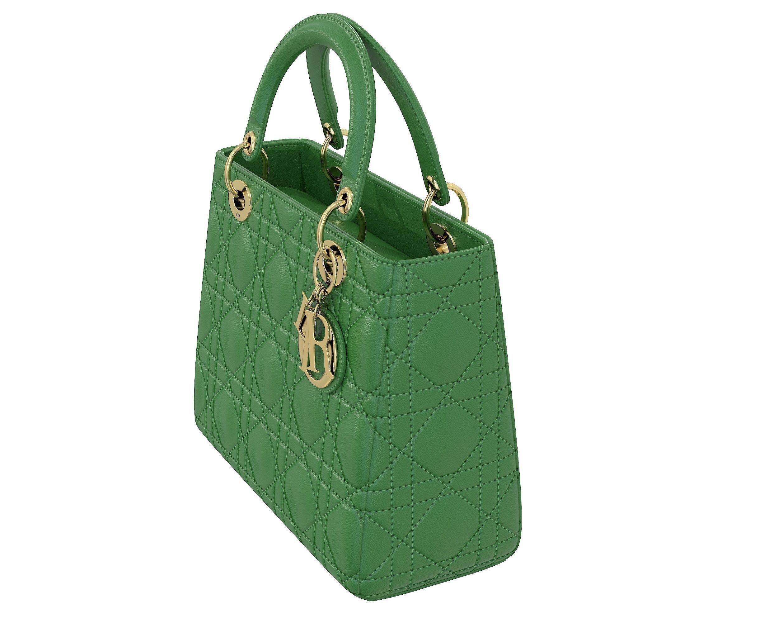 Christian Dior Small Lady Bag Green Leather Low-poly 3D model_6