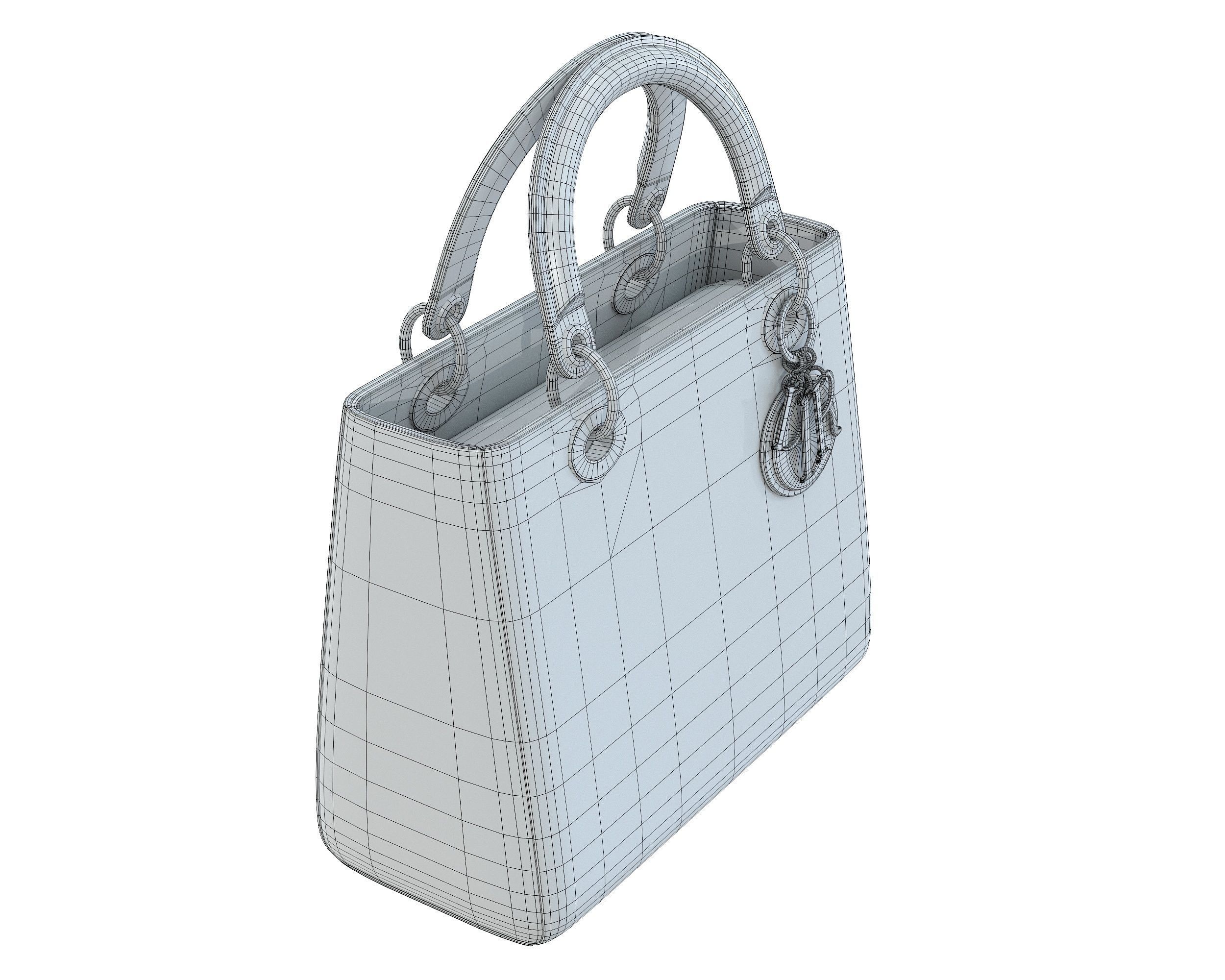 Christian Dior Small Lady Bag Green Leather Low-poly 3D model_9