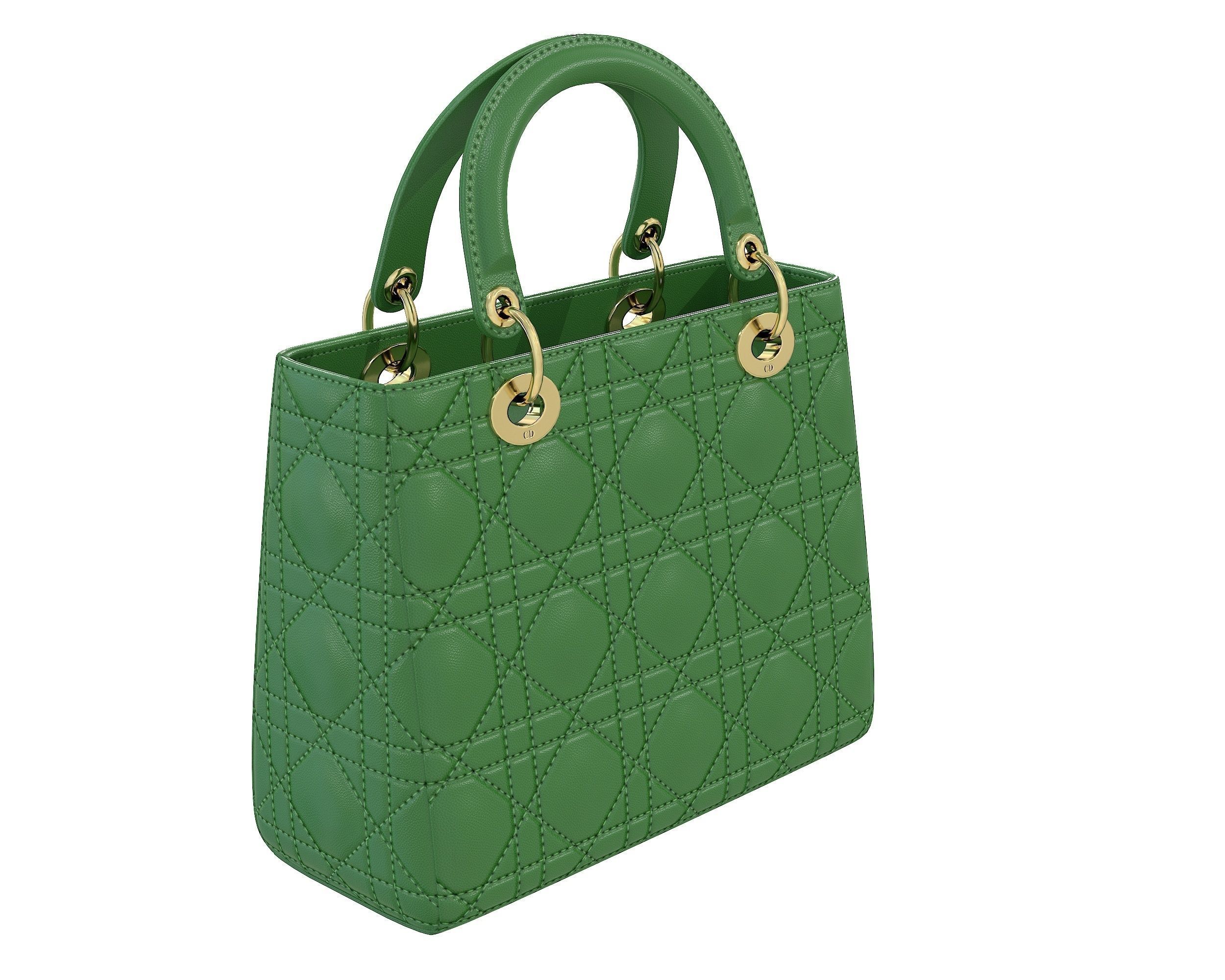 Christian Dior Small Lady Bag Green Leather Low-poly 3D model_5