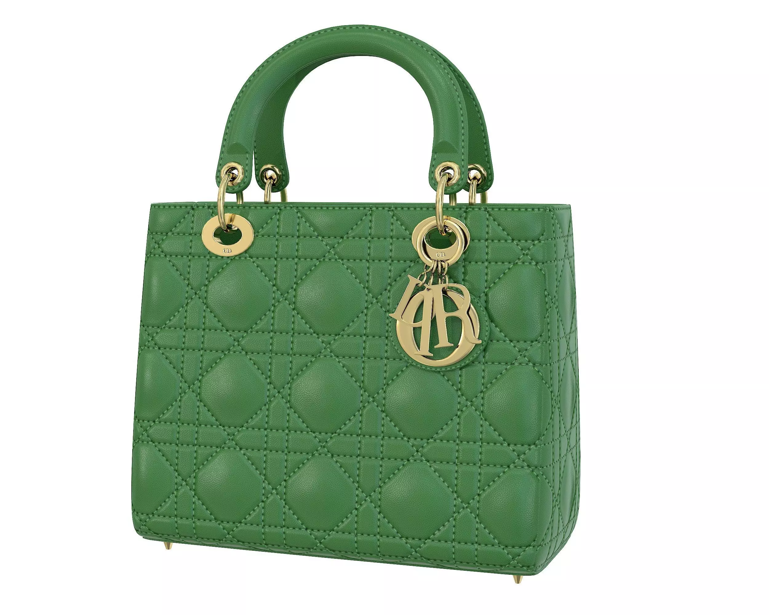 Christian Dior Small Lady Bag Green Leather Low-poly 3D model_0