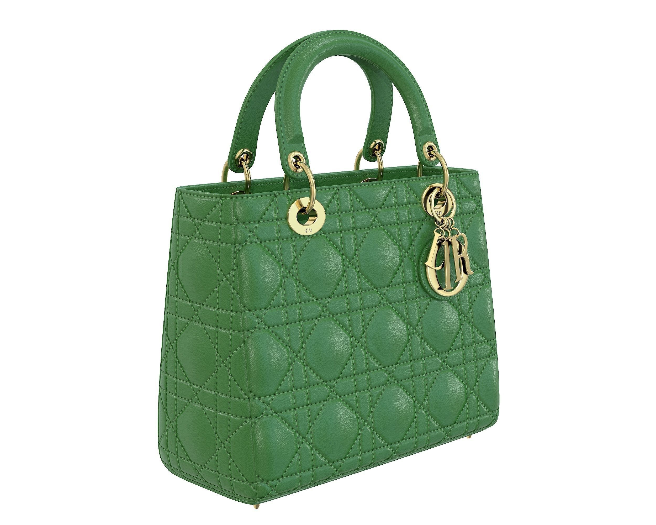 Christian Dior Small Lady Bag Green Leather Low-poly 3D model_3