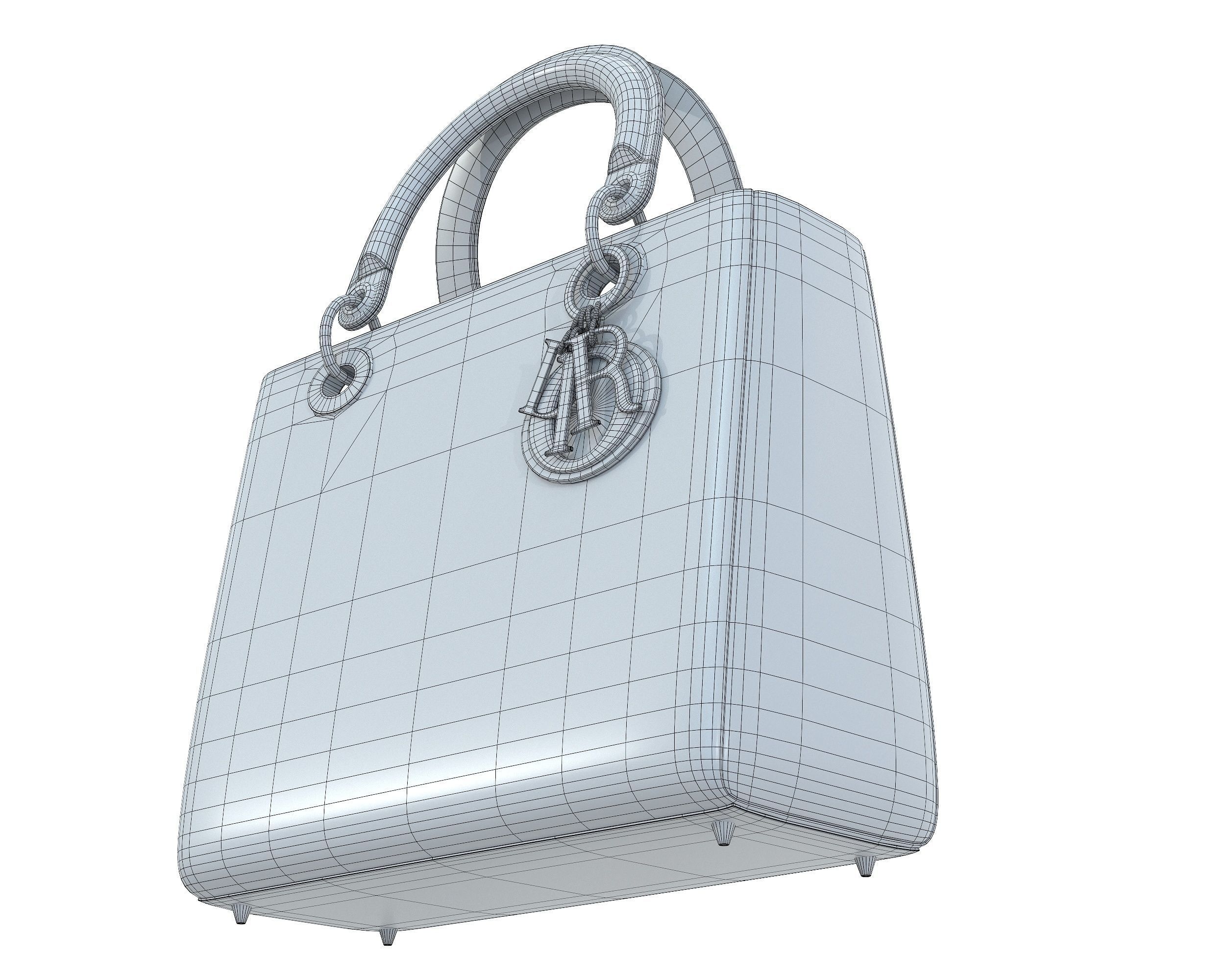 Christian Dior Small Lady Bag Green Leather Low-poly 3D model_7