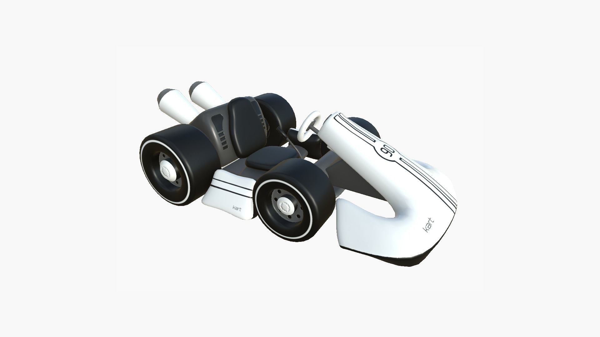 Cartoon Kart D10 White - Vehicle Racing Design Low-poly 3D model_1
