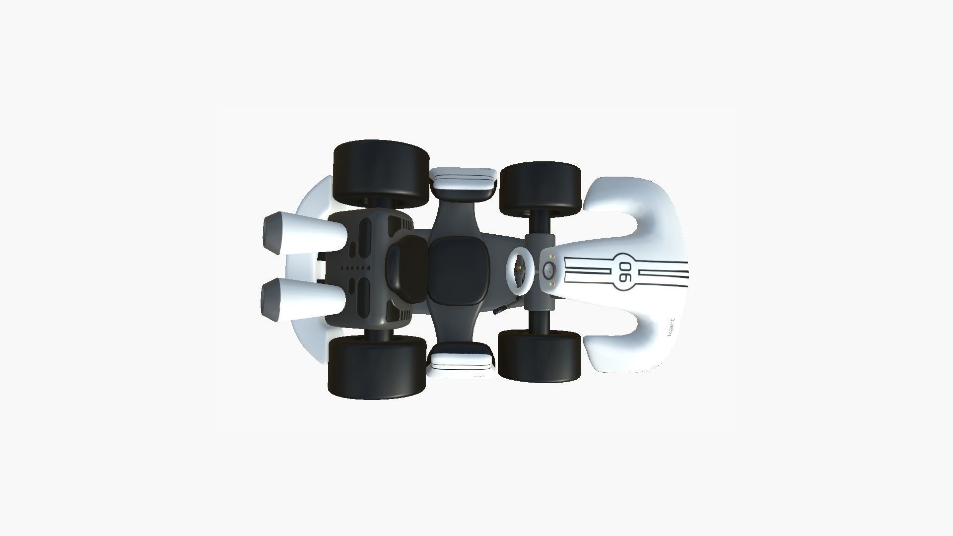 Cartoon Kart D10 White - Vehicle Racing Design Low-poly 3D model_4