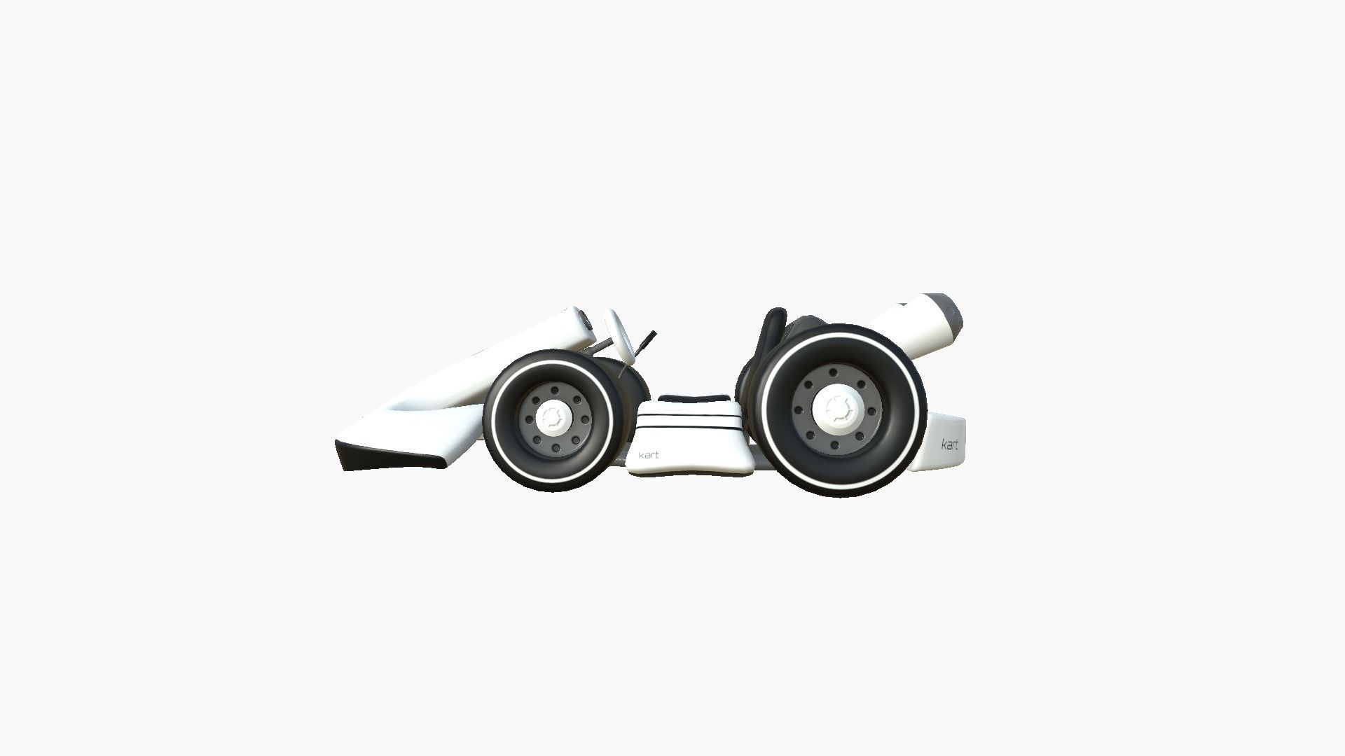 Cartoon Kart D10 White - Vehicle Racing Design Low-poly 3D model_3