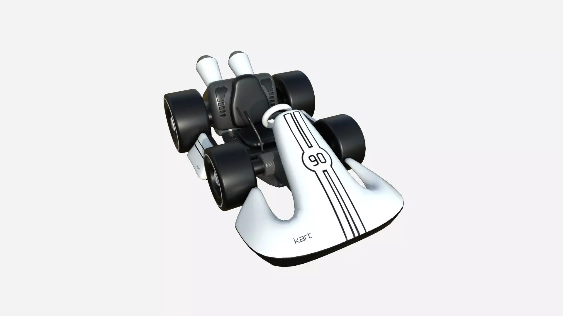 Cartoon Kart D10 White - Vehicle Racing Design Low-poly 3D model_0
