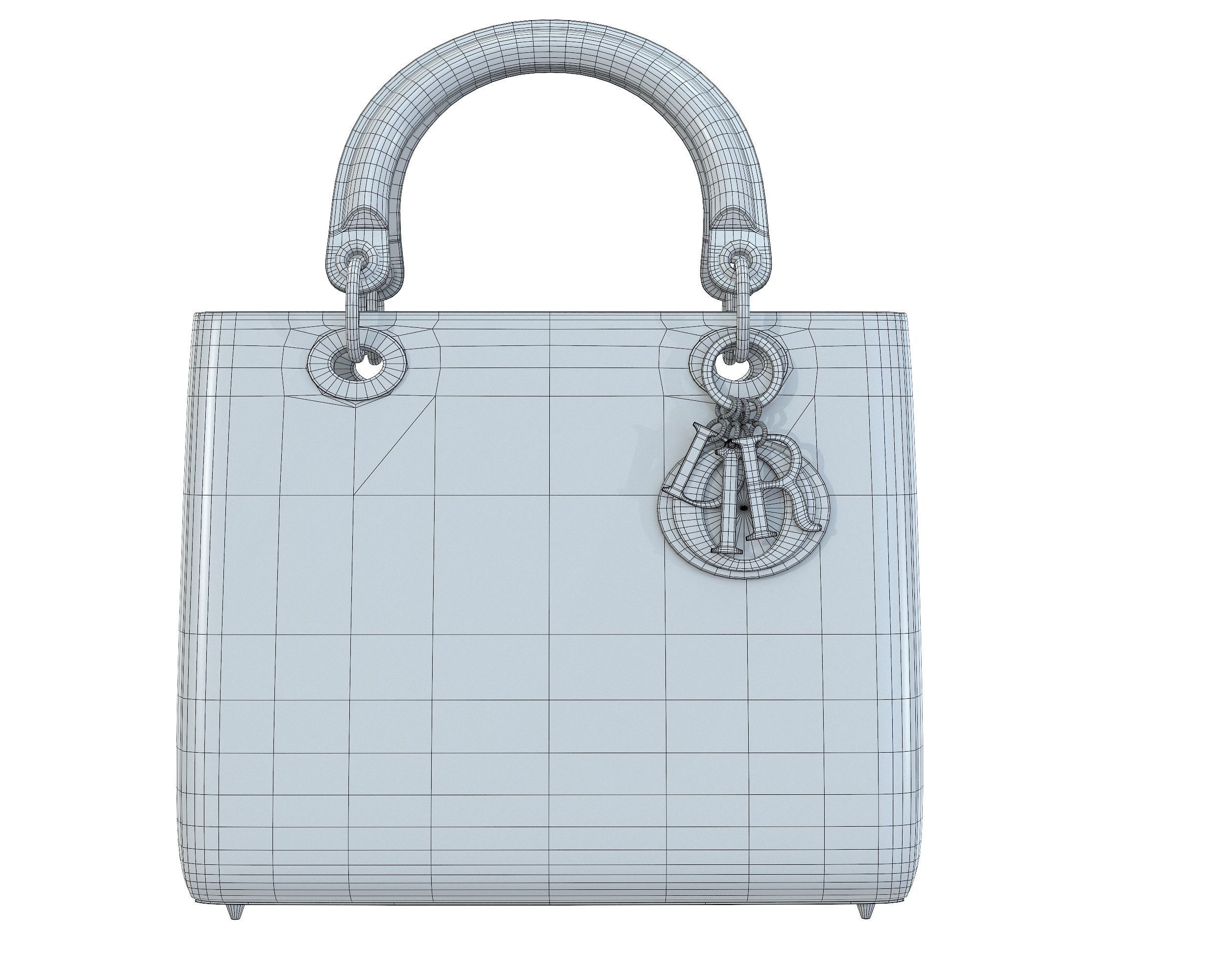 Christian Dior Small Lady Bag Multicolor Butterfly Embroidery Low-poly 3D model_8