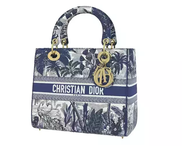 Christian Dior Small Lady Bag Multicolor Latte Around the World Low-poly 3D model