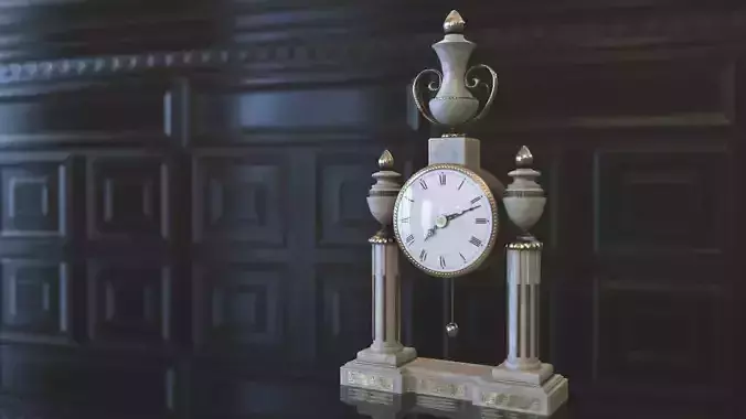 Antique White Clock made of Marble and Gold