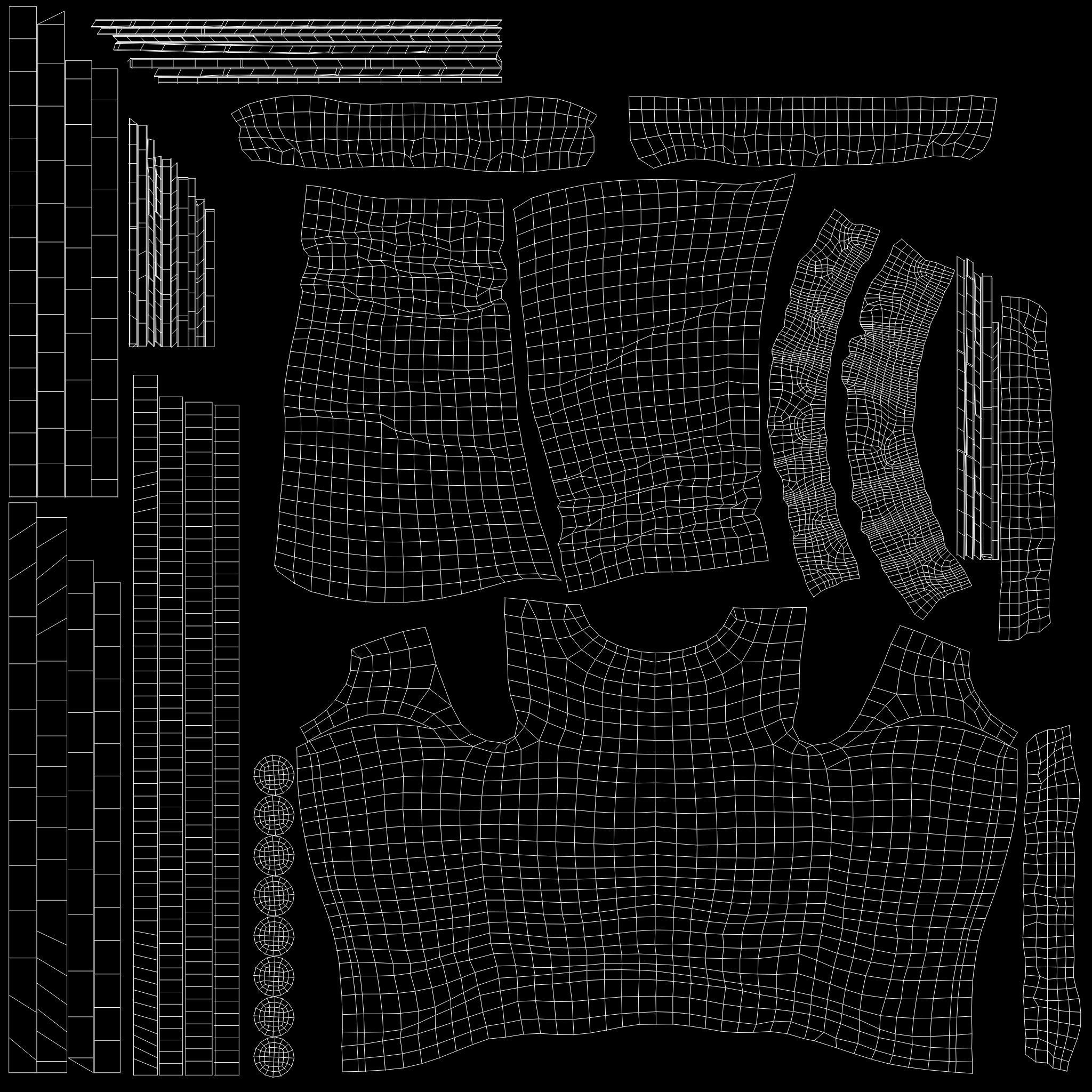 Black Long Sleeves Punk Rave Blouse Top Corset Low-poly 3D model_14