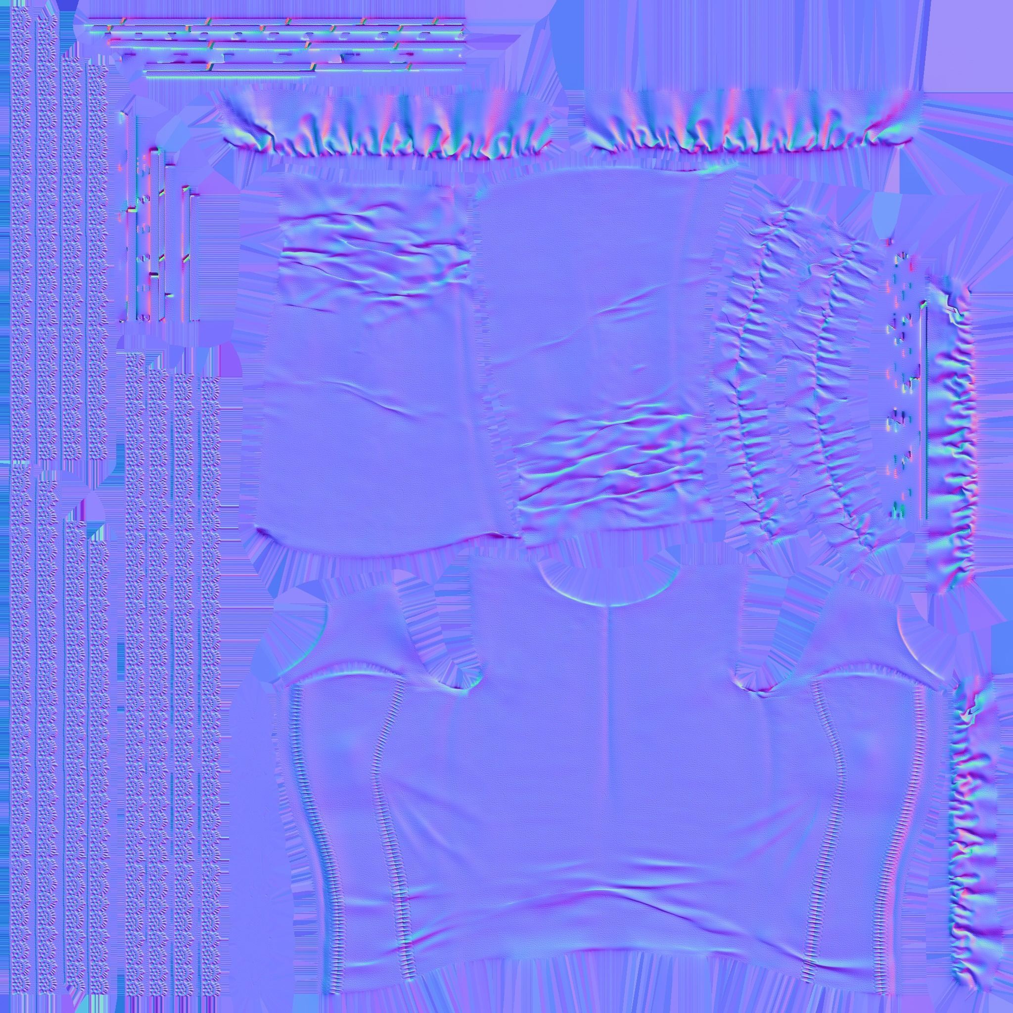 Black Long Sleeves Punk Rave Blouse Top Corset Low-poly 3D model_11