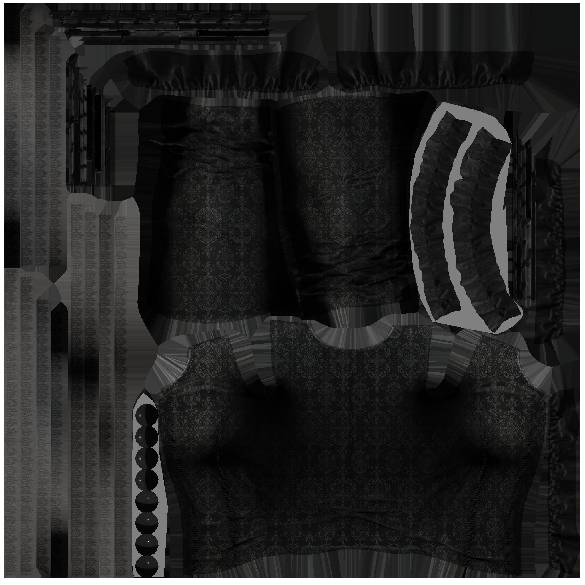 Black Long Sleeves Punk Rave Blouse Top Corset Low-poly 3D model_9