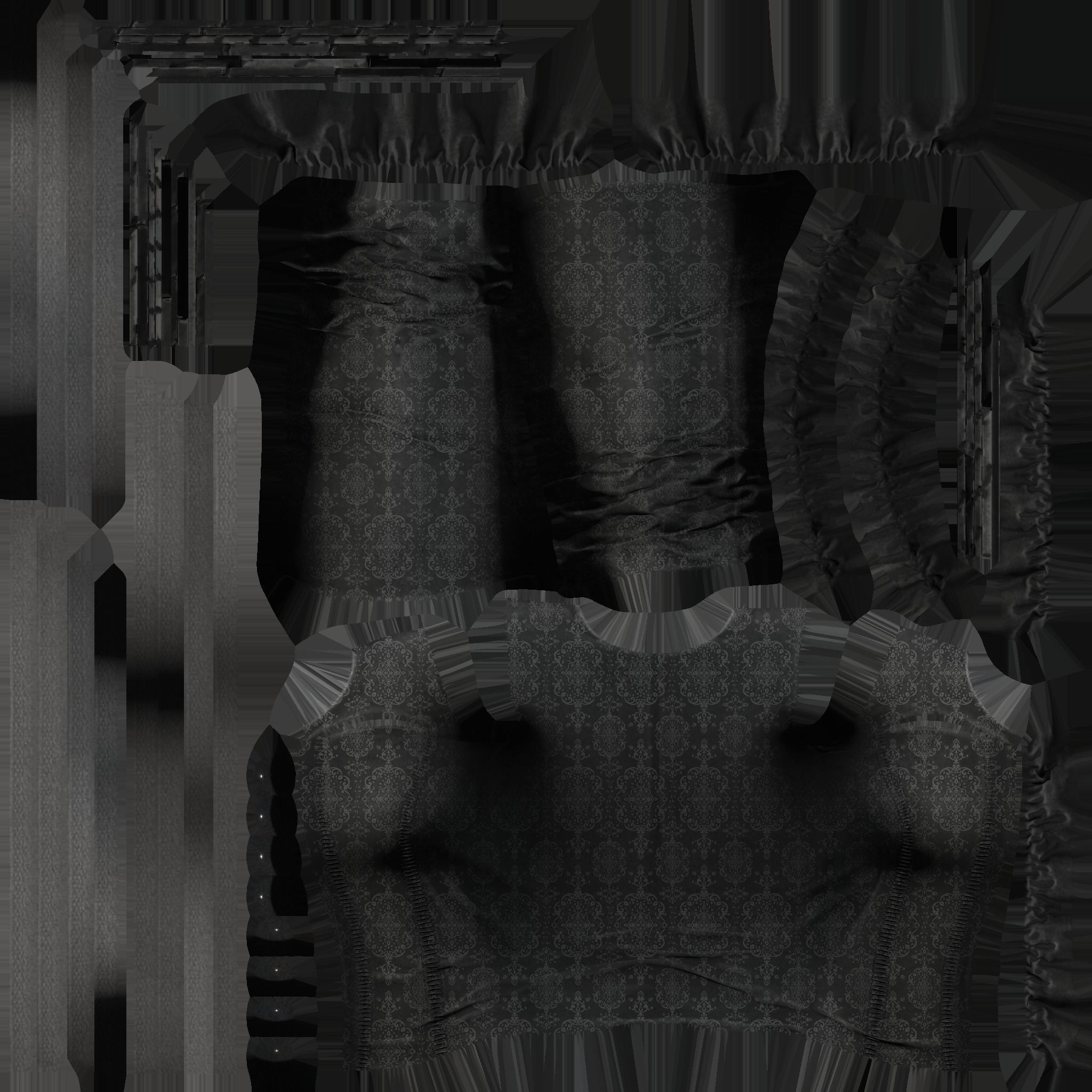 Black Long Sleeves Punk Rave Blouse Top Corset Low-poly 3D model_10