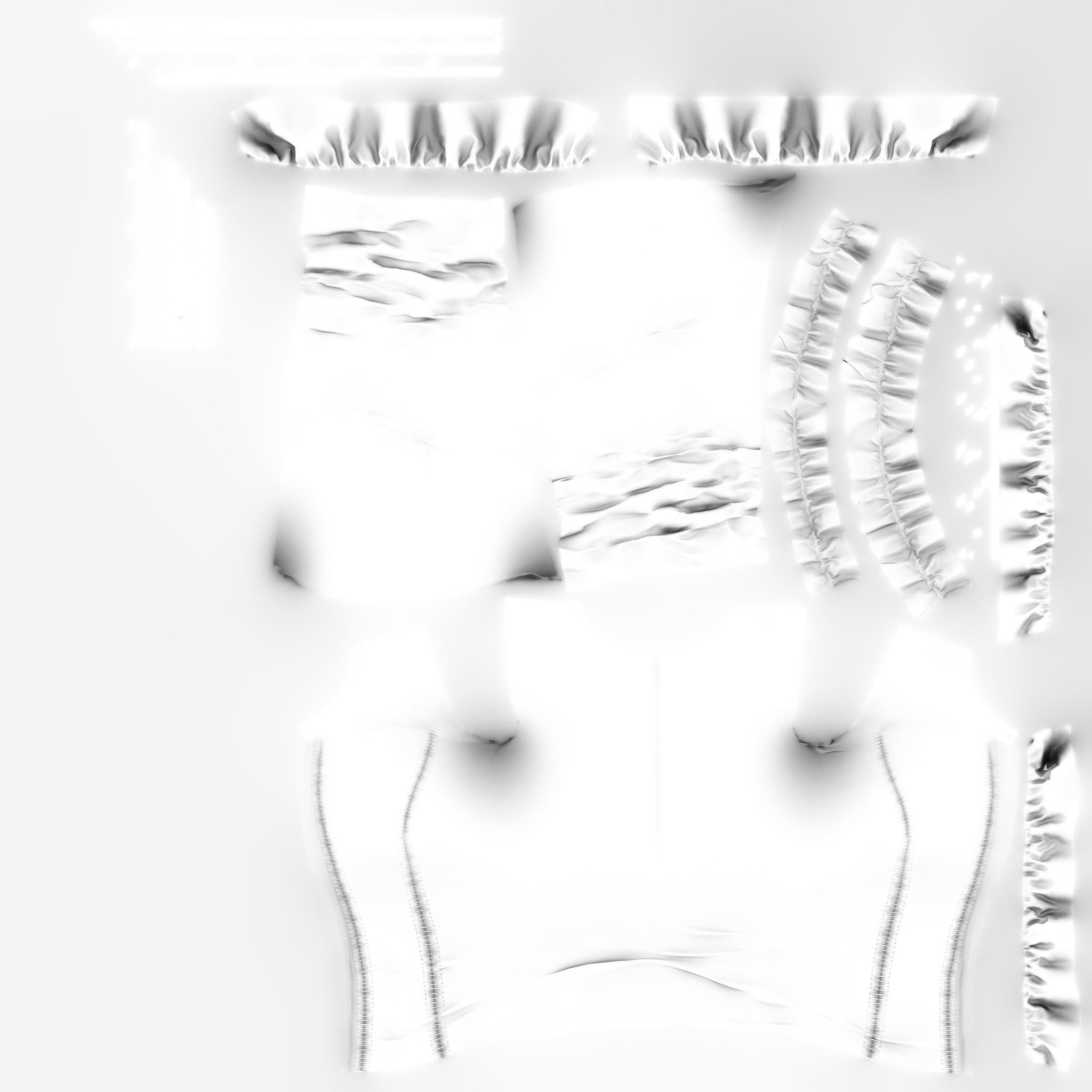 Black Long Sleeves Punk Rave Blouse Top Corset Low-poly 3D model_13