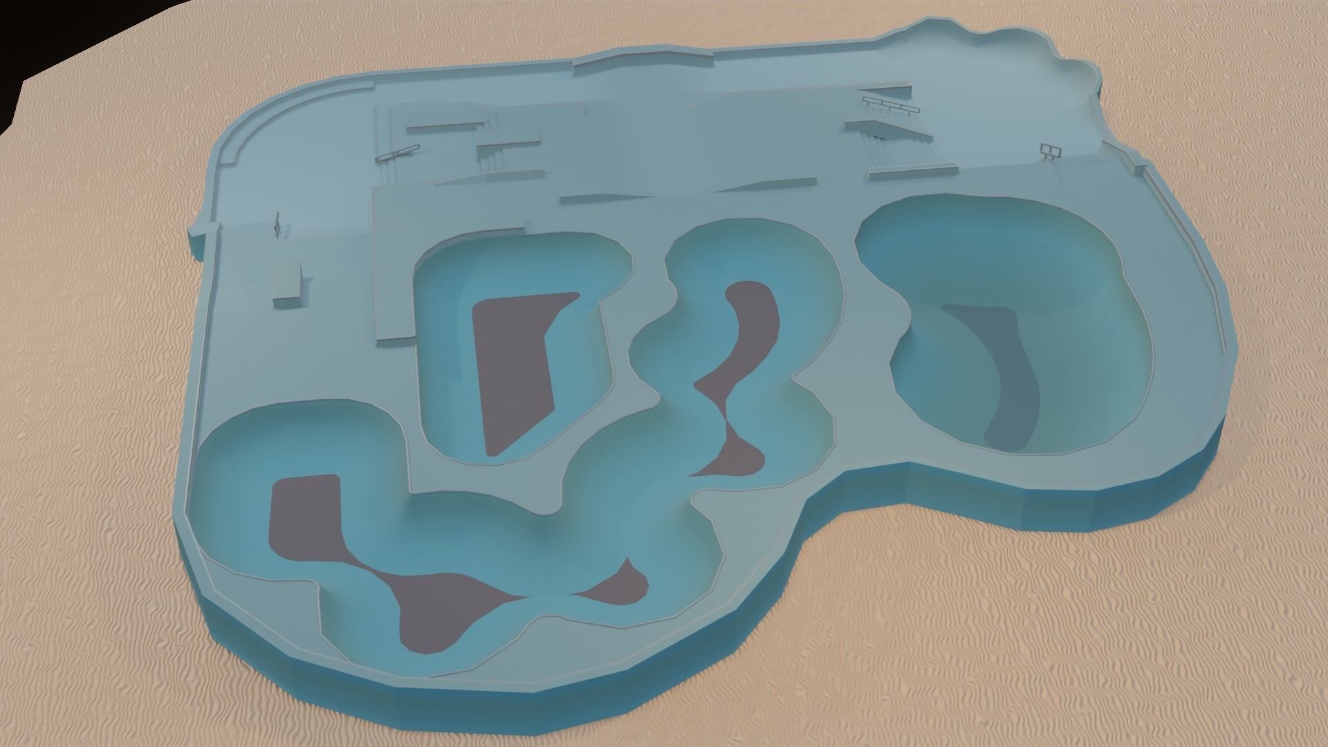 Venice Skatepark Low poly 3D model_1