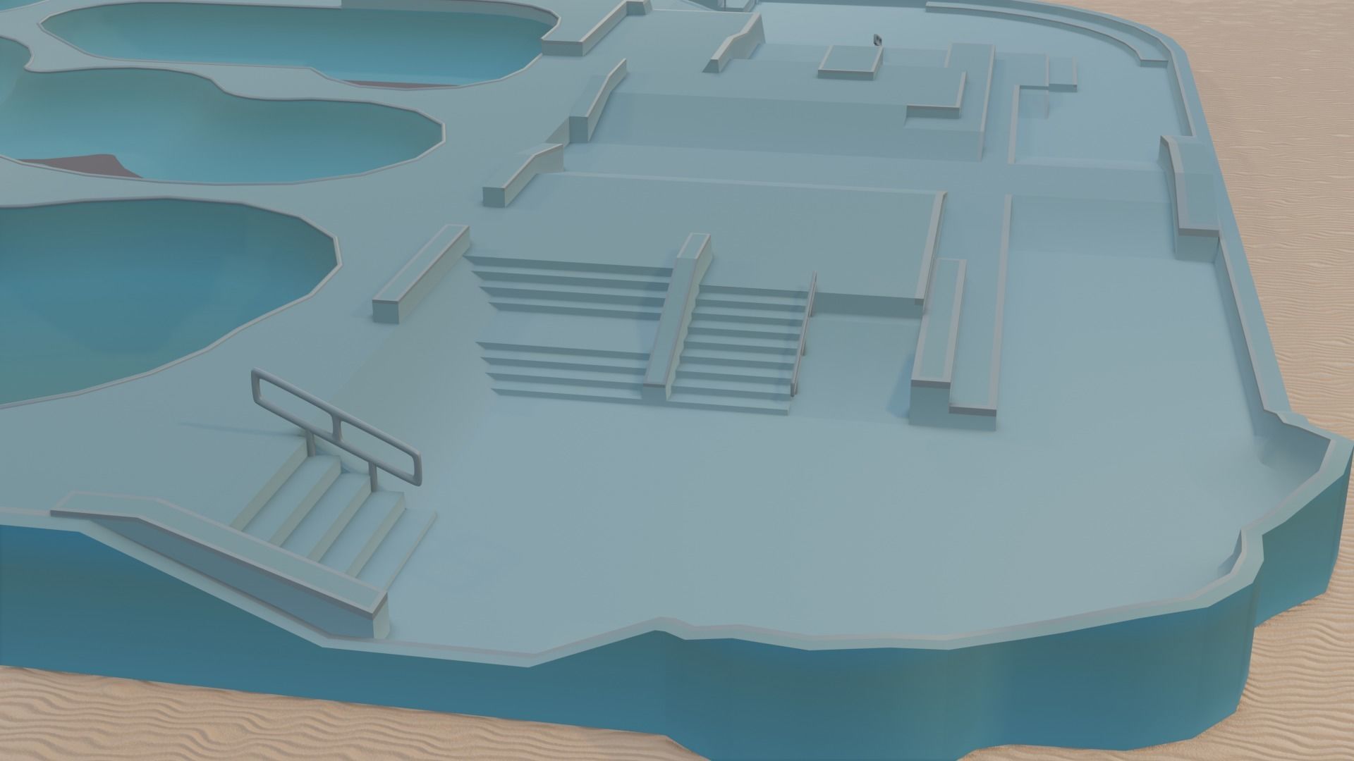 Venice Skatepark Low poly 3D model_3