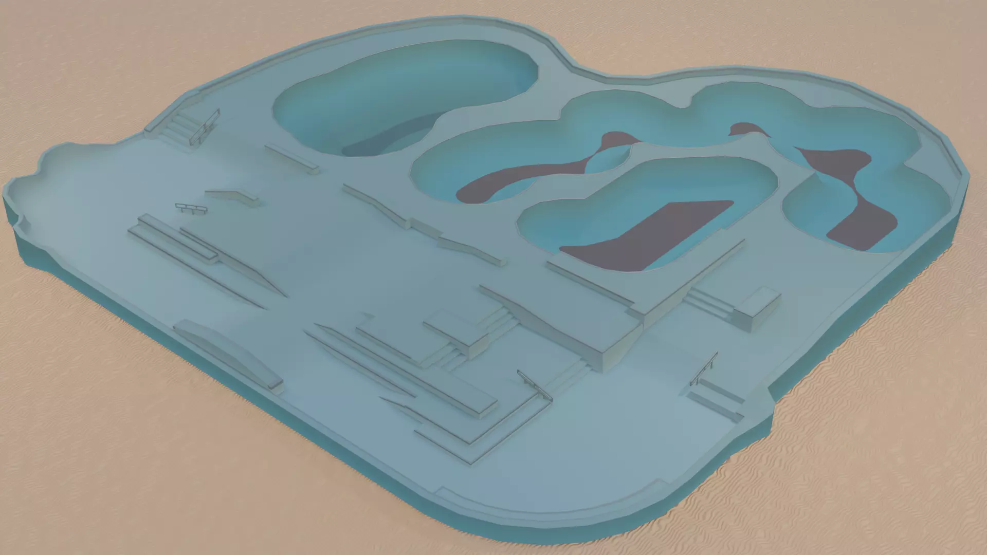 Venice Skatepark Low poly 3D model_0