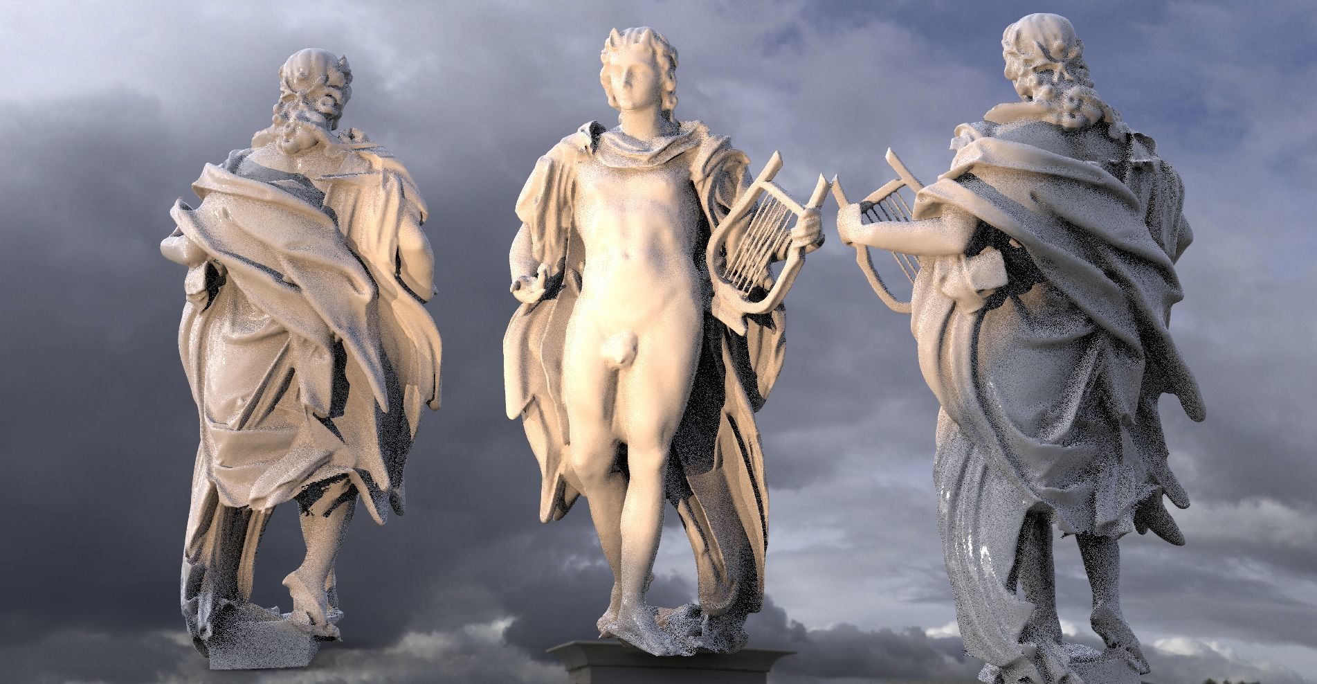 Apollo Sun God sculpture 3D 3D model_1
