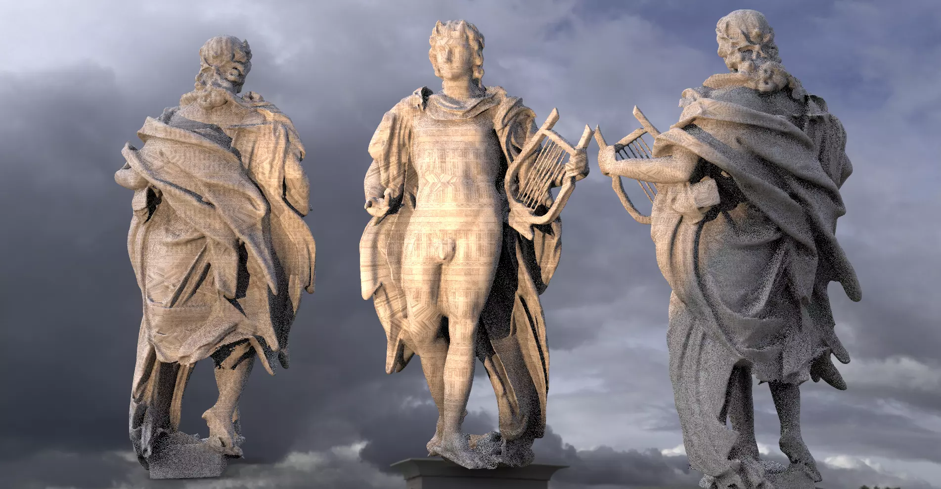 Apollo Sun God sculpture 3D 3D model_0