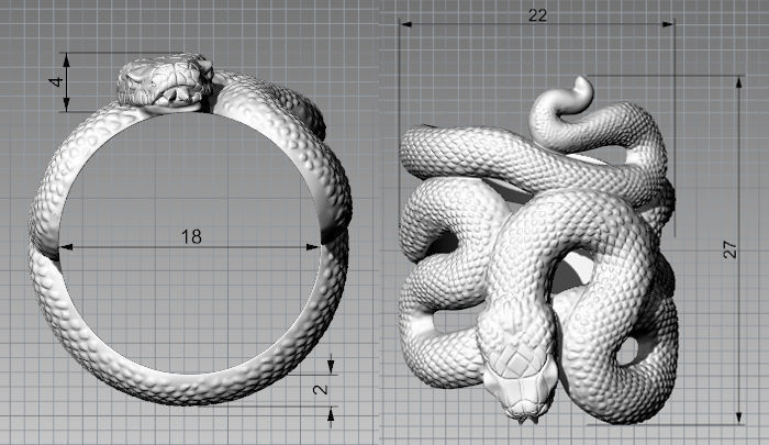 snake ring 3d model for 3d printing 3D print model 3D print model_13
