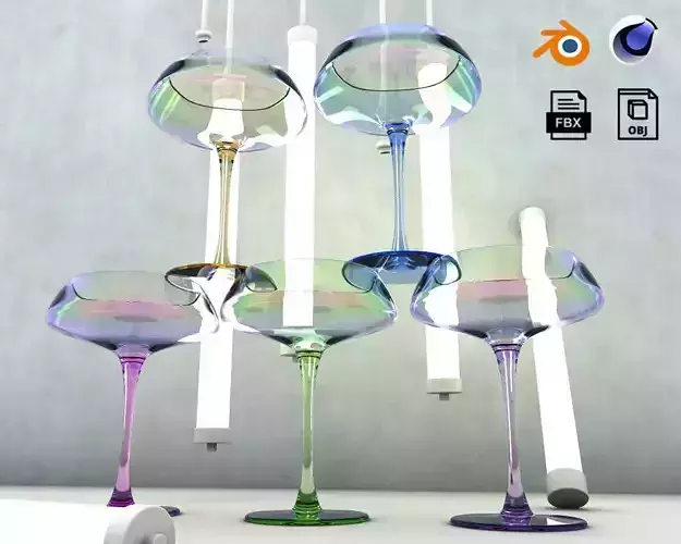 3D Cocktail glasses stylish and elegant royal tableware