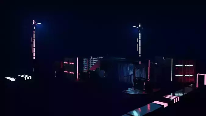 Cyberpunk City Street Asset Set  Low-poly 3D model