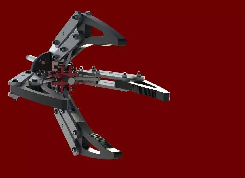 Mechanical Robotic Arm 4 Claw correct version 3D print model_0