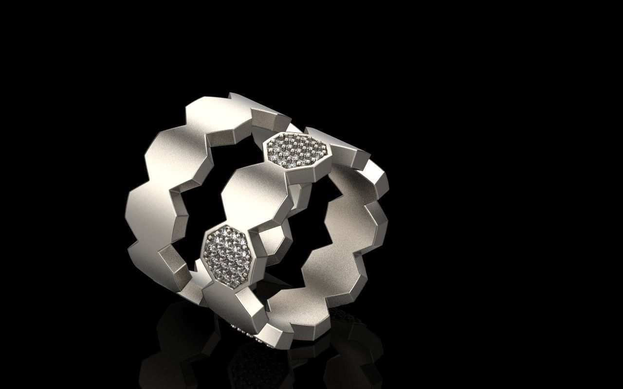 Bee Honeycomb ring model 253 3D print model_28