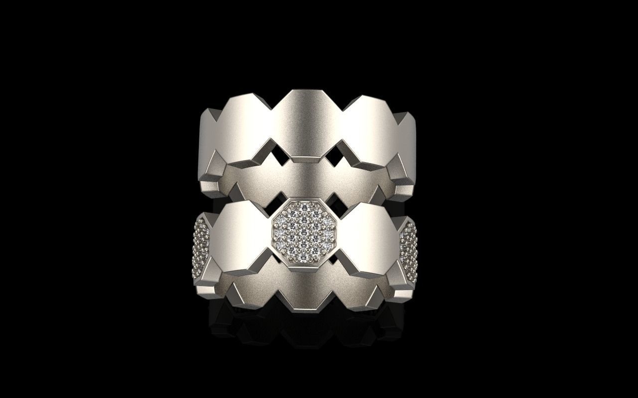 Bee Honeycomb ring model 253 3D print model_23