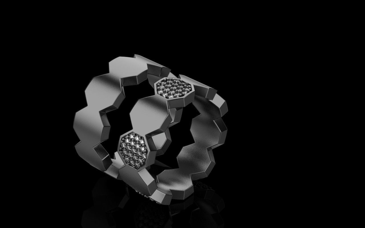 Bee Honeycomb ring model 253 3D print model_29