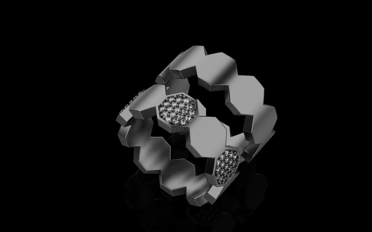 Bee Honeycomb ring model 253 3D print model_16